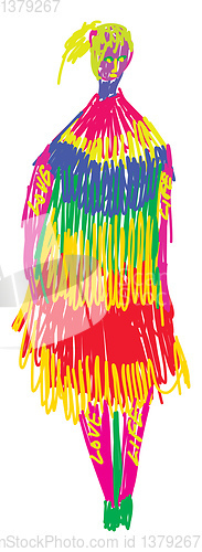 Image of Psychedelic artwork of a woman in color pencils vector or color 