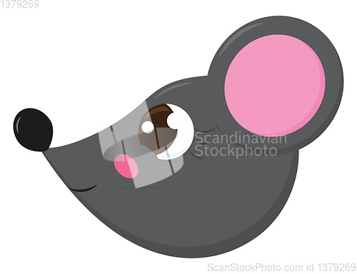 Image of The side face of a cute little cartoon grey-colored mouse vector