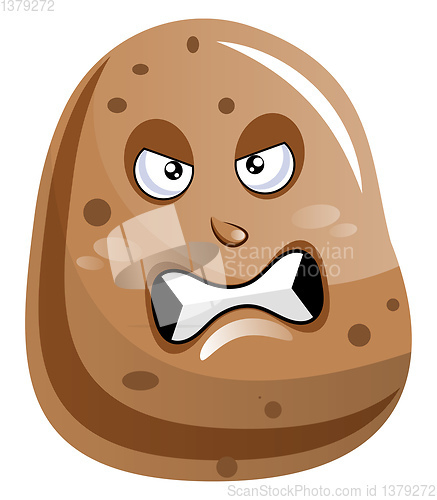 Image of Potato looks very angry illustration vector on white background