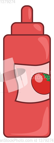 Image of A bottle of tomato ketchup to be enjoyed with the food vector co