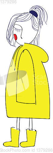 Image of Abstract picture of a girl with yellow raincoat and boots vector