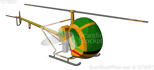 Image of Green and yellow helicopter with green and red stripes vector il