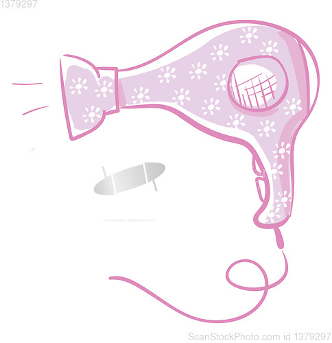 Image of Floral hair dryer vector or color illustration