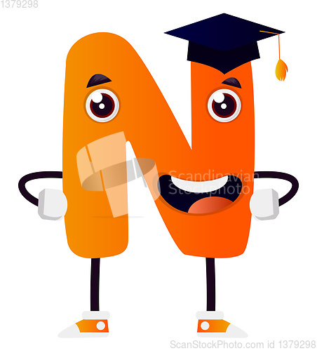 Image of Orange letter N vector illustration on white background