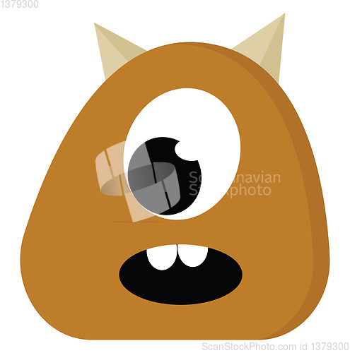 Image of A brown monster with two horns vector or color illustration