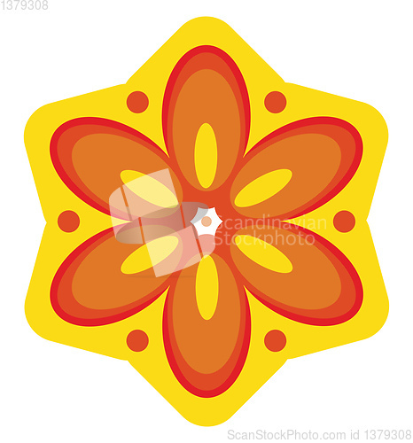 Image of A yellow color flower and orange petal, vector or color illustra