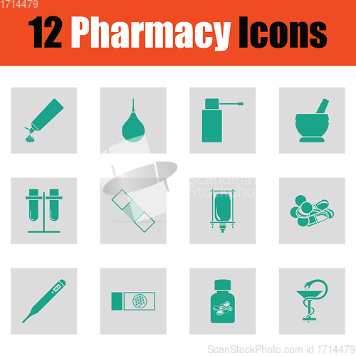 Image of Set of twelve pharmacy icons