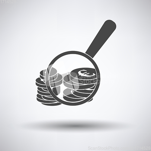 Image of Magnifying over coins stack icon