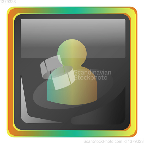 Image of Avatar  grey square vector icon illustration with yellow and gre