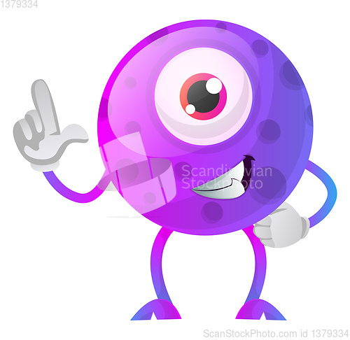 Image of One thumbs up purple monster illustration vector on white backgr