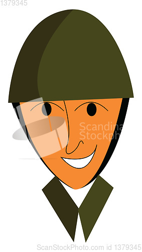 Image of A young soldier wearing a military helmet is happy vector color 