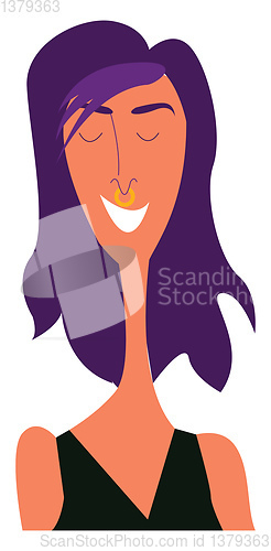 Image of A skinny girl with purple-colored lilac hairstyle vector or colo