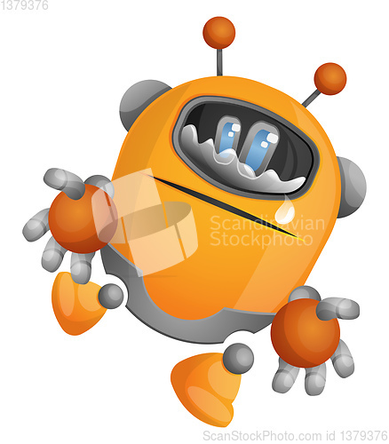 Image of Cartoon robot crying illustration vector on white background