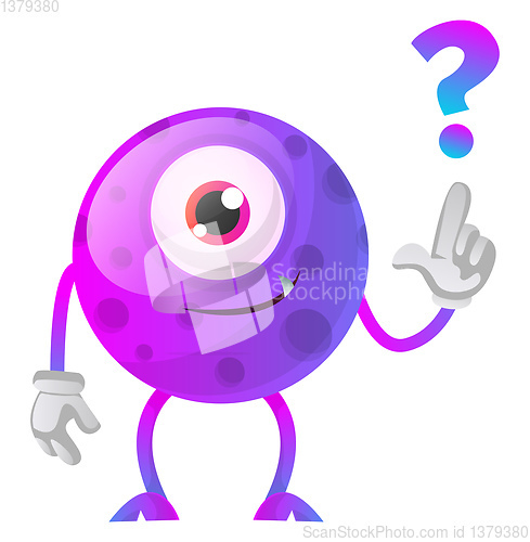 Image of Purple monster with a question sign illustration vector on white