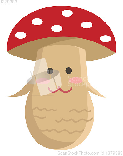 Image of A smiling cartoon mushroom vector or color illustration