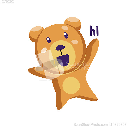 Image of Light brown teddy bear saying Hi vector illustration on a white 