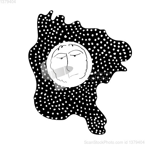 Image of Line art of the face of a woman looking down in despair vector o