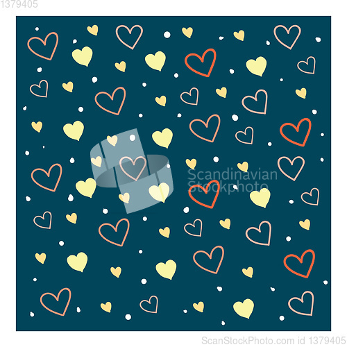 Image of Vector illustration of heart texture on blue background and whit