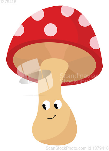 Image of Smiling mushroom vector or color illustration