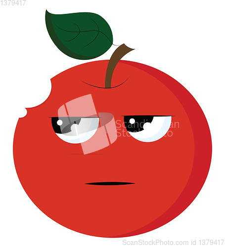 Image of Angry apple with sparkling eyes, vector color illustration.