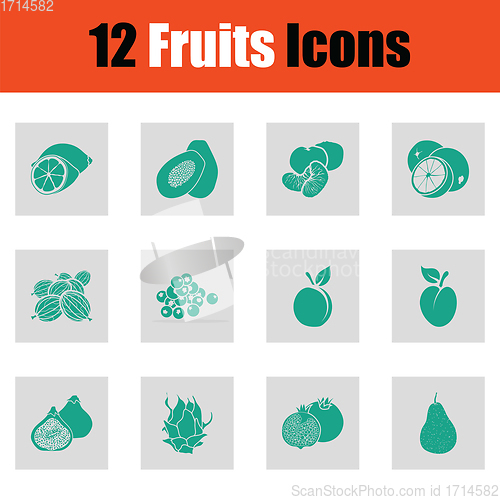 Image of Set of fruits icons