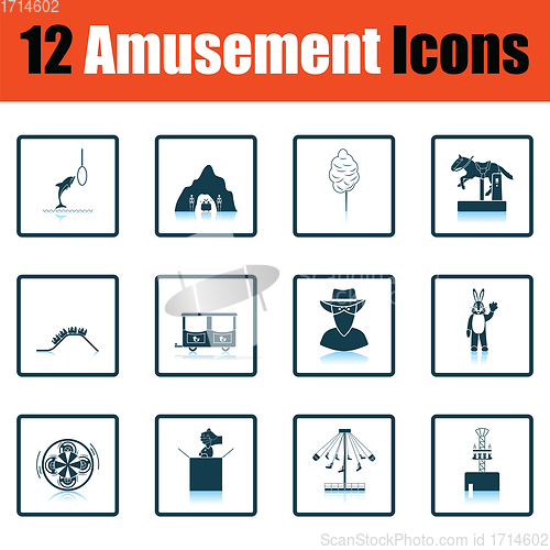 Image of Amusement park icon set