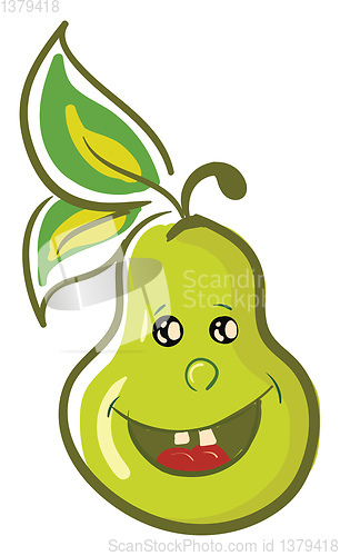 Image of A happy green pear, vector color illustration.