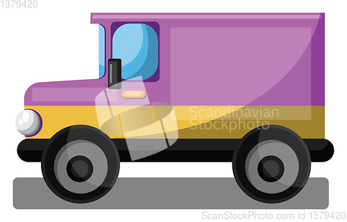 Image of Pink and yellow jeep vector minimalistic illustration on white b