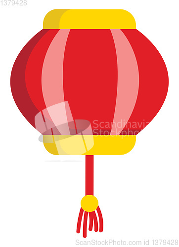 Image of Red and yellow lantern  vector illustration on white background 