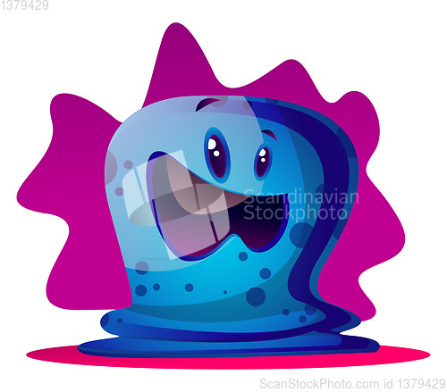 Image of Confused cartoon blue monster vector illustartion on white backg