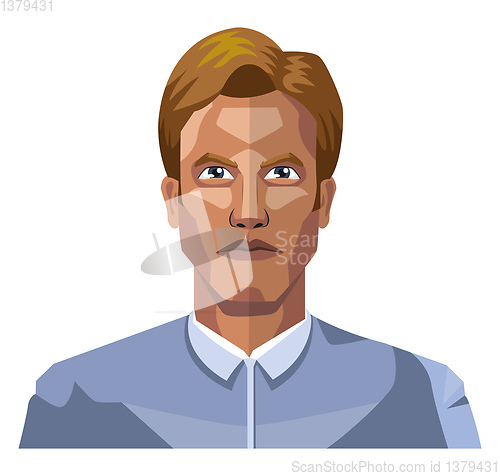 Image of Handsome man with short brown hair illustration vector on white 