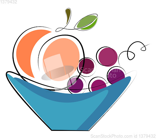 Image of A plate with fruits vector or color illustration
