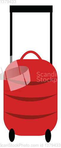 Image of A red suitcase with wheels vector or color illustration