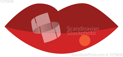 Image of Lip in red lipstick vector or color illustration
