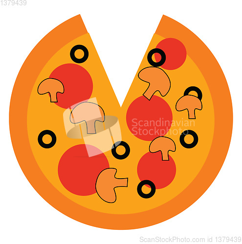 Image of Pizza missing a slice vector illustration on white background