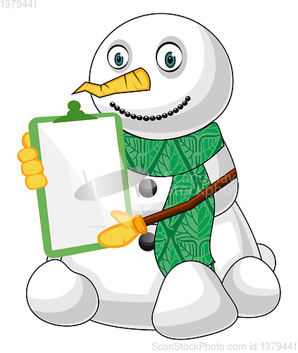 Image of Snowman with memo pad illustration vector on white background