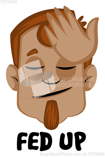 Image of Human emoji feeling fed up, illustration, vector on white backgr