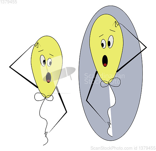 Image of Clipart of two yellow-colored astonished balloons vector or colo