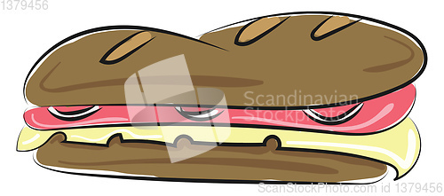 Image of Image of sandwich, vector or color illustration.