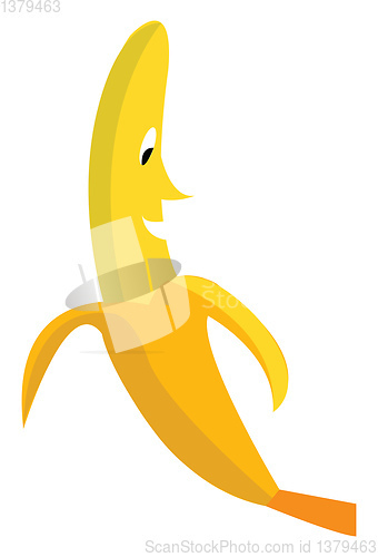 Image of half peeled banana vector or color illustration