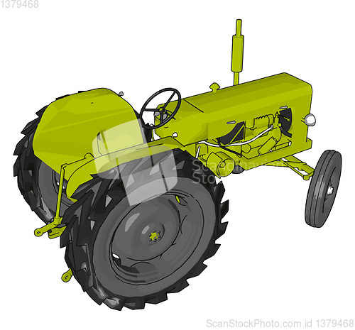 Image of Green tractor vector illustration on white background