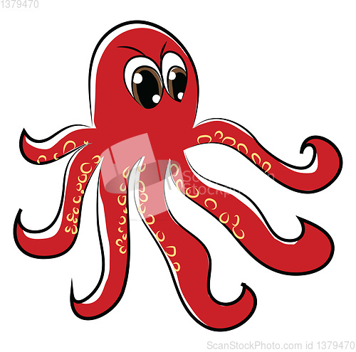 Image of An angry red octopus with its tentacles vector color drawing or 