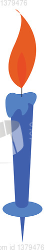 Image of Clipart of a glowing blue candle mounted on a stand vector color