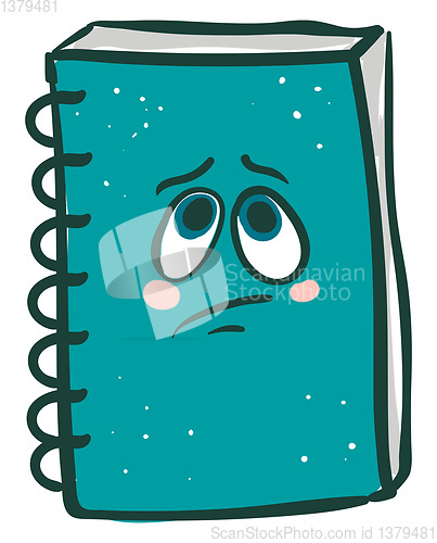 Image of Emoji of a sad spring wirebround blue-colored notebook vector or