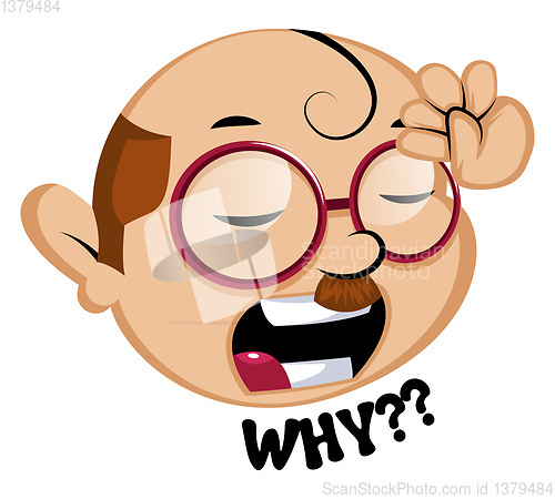 Image of Funny human emoji with a why signal, illustration, vector on whi