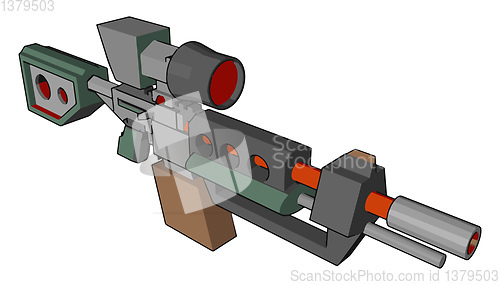 Image of A dangerous gun with bullet vector or color illustration