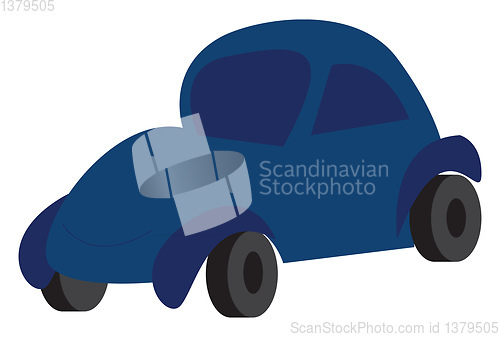 Image of Blue car doodle illustration print vector on white background