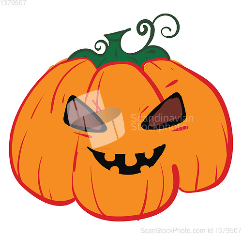 Image of The devilish big fat orange pumpkin looks terrifying vector or c