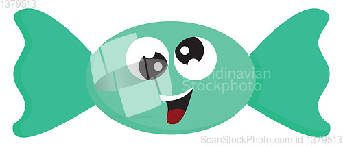 Image of Turquoise happy wrapped candy vector illustration on white backg