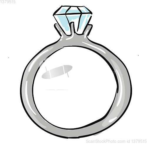 Image of Painting of a white diamond ring, vector or color illustration. 